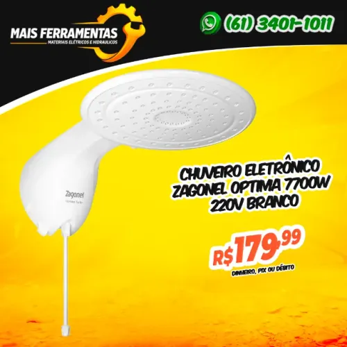 Chuveiro Eletrônico Zagonel Optima 7700W 220V Branco