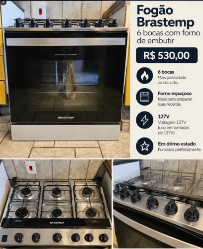 Fogão 6 bocas Brastemp - EMBUTIR