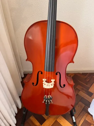 Violoncelo Michael 4/4, com suporte, arcos e cordas novas. Afinador e breu junto