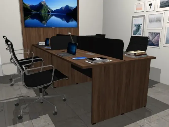 Estação Top Work Corporativa Copenhagen. Painel e 16 Tomadas: L240cm x P130cm x A104cm