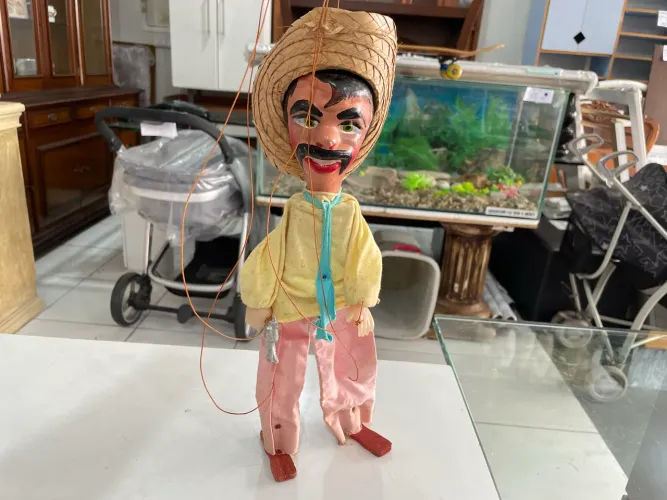 Marionete/Fantoche com Corda Mexicano Homem com Chapéu de Palha