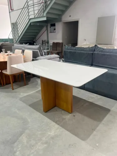 MESA DE JANTAR PARA 6 CADEIRAS 1.60X90 (NOVA) TAMPO OFF WHITE