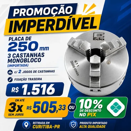 Placa para torno 250mm 3 castanhas