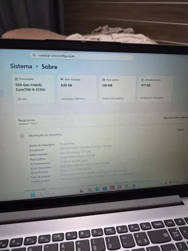 Notebook Lenovo IdeaPad i5 12ª Geração / 8GB RAM / 512GB SSD (Perfeito Estado)