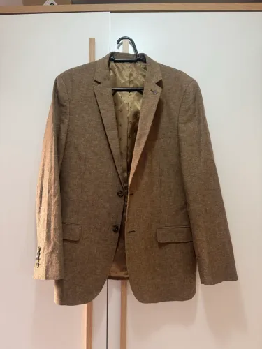 Blazer Dudalina Linho Slim Masculino Marrom Claro