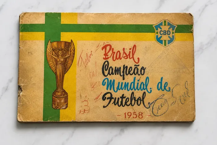 Álbum Original ?Brasil Campeão Mundial de Futebol 1958? - Editora Aquarela