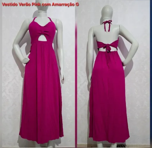 vestido longo pink cut-out m