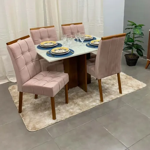 Mesa de Jantar Los Angeles 120x80cm com 4 Cadeiras _ entrega rápida