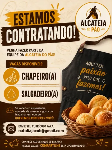 Contratação de chapeiro e de salgadeiro