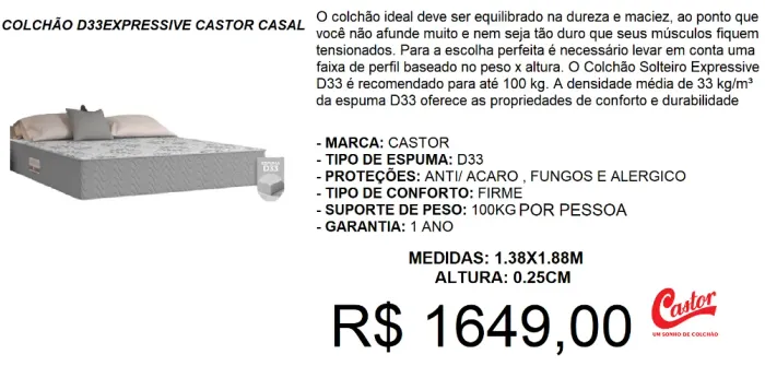 colchao d33 expressive castor-entrega gratis