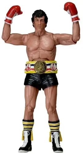 Original! Neca Rocky 3 III Calção Preto Cinturão de Campeão 40th Anniversary Lacrado