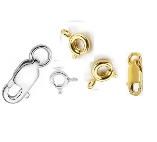 Fechos para Joias Mosquetão 10 mm e  boia 5mm Prata 925 Ou Prata 925 Folheada a Ouro 18 Ki