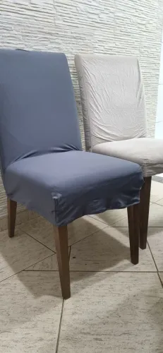 Jogo 6 Cadeiras Jantar Madeira Maciça - Tecido Suede + Capas Cinza