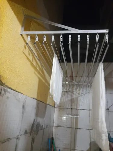 Varal de parede 10 varetas em alumínio 