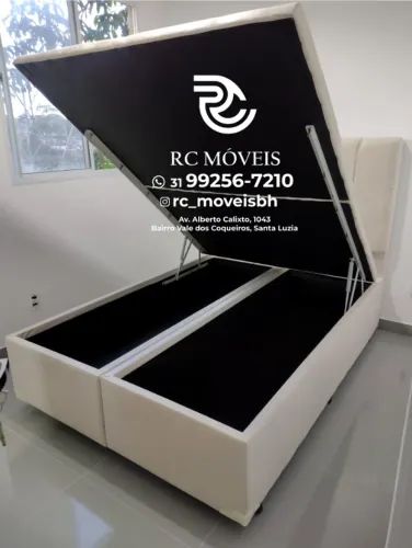 Cama Box Baú Casal Bipartido 1.38x1.88 - Baú Blindado com Pistão a Gás