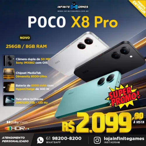 Poco X8 PRO 256GB e 512GB Lançamento 2026! Pronta-entrega! Loja física, parcelamos até 18x