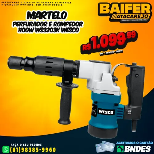 Martelo Perfurador e Rompedor 1100w Ws3203k Wesco