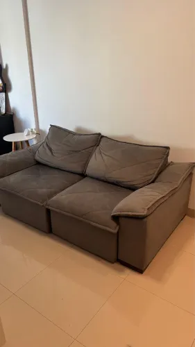 Sofá Modular Retrátil em Tecido Cinza