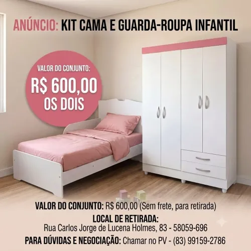Cama e Guarda-Roupa Infantil