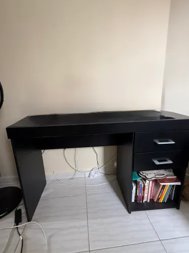 Escrivaninha Mesa Escritório Office 2 Gavetas 121cm Preto T