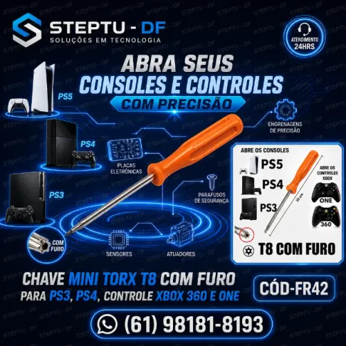 Chave Mini Torx T8 Com Furo Ps3 Ps4 Controle Xbox 360 One Arduino Automação COD-FR42