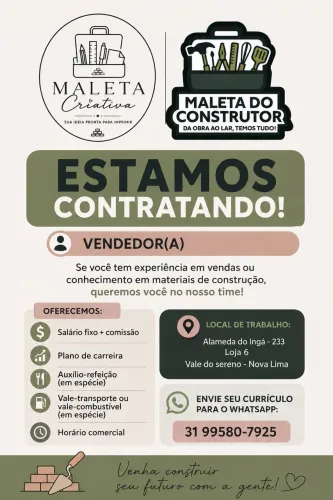     Vaga para Vendedor(a) | Salário + Comissão | Nova Lima