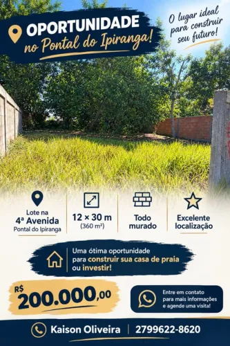Vende- se lote pontal 4° Avenida 