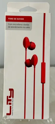 Fone De Ouvido Com Fio Lity Microfone Intra-Auricular Vermelho P2