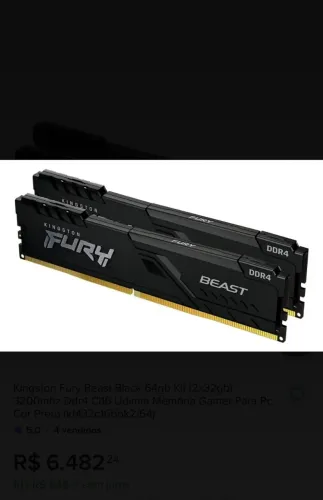 Memória ram ddr5 2x32 5200mhz (64GB)