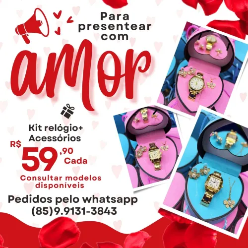 Presente dia dos namorados relógio feminino bracelete colar brincos caixinha com espelho