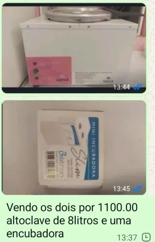 Altoclave 8litros usadas 2anos  em perfeito estado completa com a encubadora 