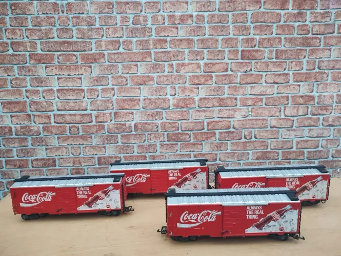 Kit 4 Vagões Coca-Cola LGB Escala G Alemã Ferromodelismo