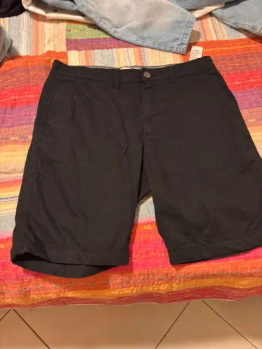 Short De poliéster e algodão preto
