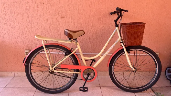 Bicicleta De Adulto Feminina Aro 26 Retro Classica Com Cestinha Cor: Rosa