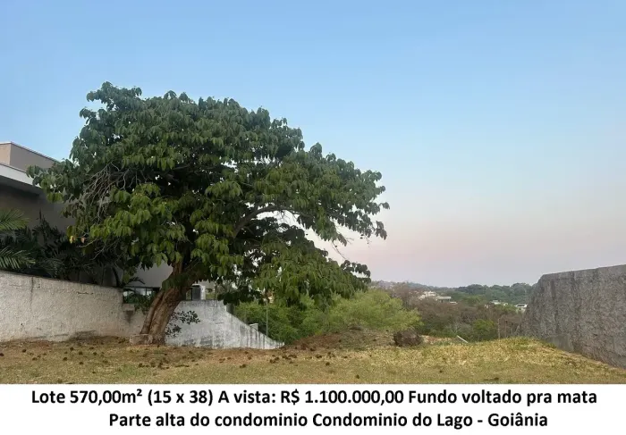 Leia a descrição: Lote 570,00m² (Fundo voltado pra mata) Condominio do Lago