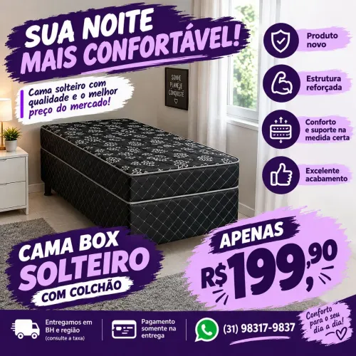 CAMA BOX SOLTEIRO ESTOQUE LIMITADO