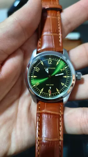 Relógio Militado 38mm, cristal de safira, 10 atm