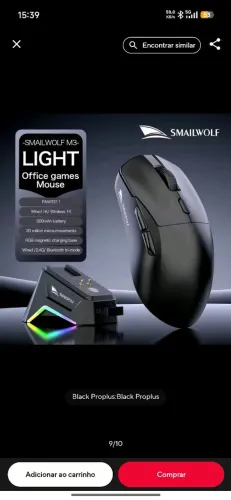 Mouse Smailwolf M3 Ligh base de carregamento sensor paw3311 bluetooth e 2.4ghz peso 56g