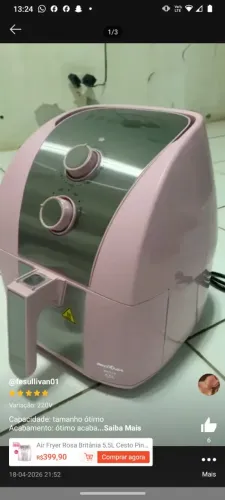 Air fryer Britânia rosa