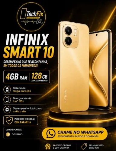 INFINIX SMART 10 DESEMPENHO QUE TE ACOMPANHA, EM TODOS OS MOMENTOS! 4GB RAM 128 GB