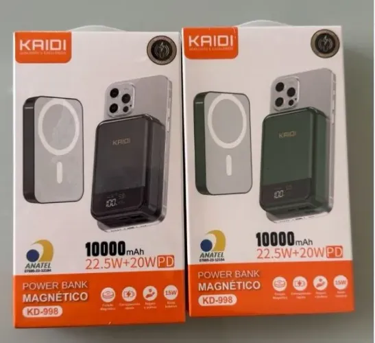 Bateria Portátil KAIDI Magnético Magsafe Indução 10.000mah