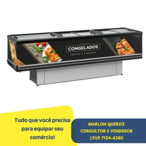 Ilha de Congelados 3M Vidro Reto Gelopar 220V