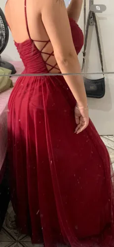 Vestido Tule Marsala 
