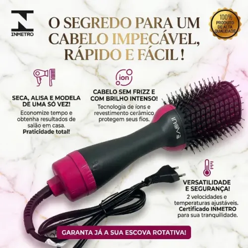 Escova Secadora Elétrica 1000W Profissional DRS-12900 3 em 1 Seca Modela Finaliza