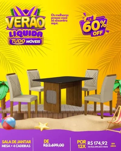 Sala de jantar com 4 lugares 