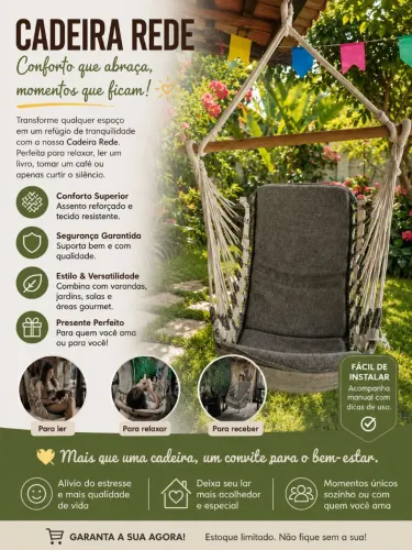 Cadeira de Rede Suspensa - Conforto e Elegância para o seu Lar! 