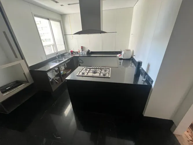 Bancada granito preta completa com cooktop e 2 Cubas Tramontina
