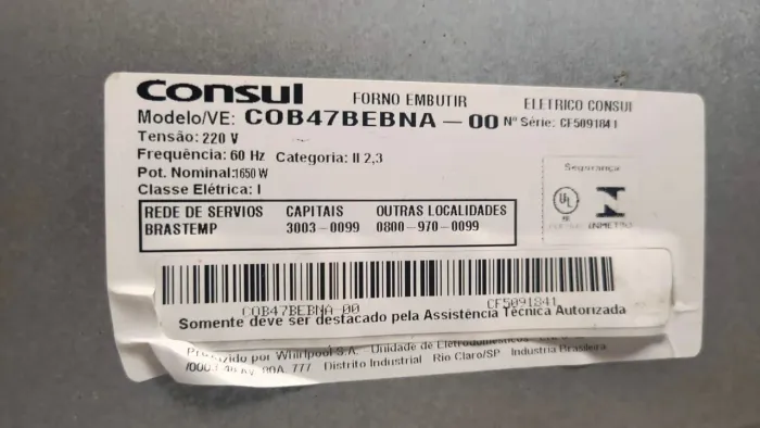 Forno Elétrico de Embutir Consul