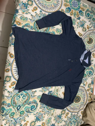 Camisa polo masculina da Aleatory, manga longa, tamanho P. Cor azul-marinho