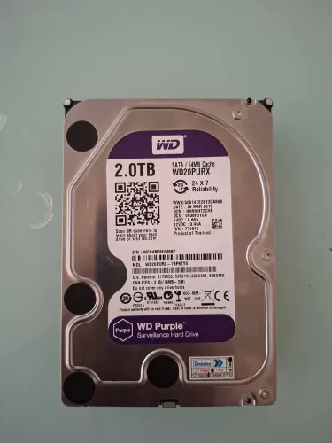 Hd Wd Purple 2tb Wd20purx 64mb Sata Para Dvr Cftv 24h